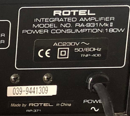 STEREO INTEGRATED AMPLIFIER RA-931 Mk II ROTEL